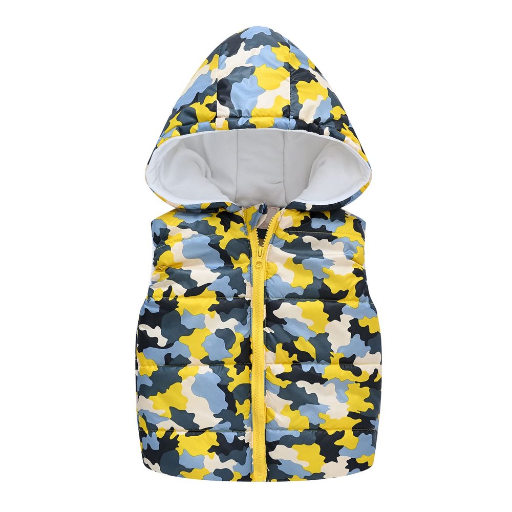 Baby Boys Girls Puffer Down Vest Kids Hooded Zip Sleeveless Jacket Winter Coat Outwear (Yellow, 7-8 Years)