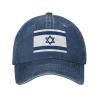 Israel Israeli Flag Cowboy Hat Men Vintage Baseball Cap Women Trucker Hat Dad Hat Adjustable Snapback Hat Navy Blue view 1