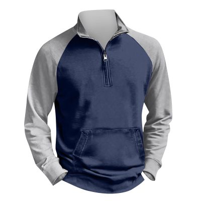 1/4 Zip Pullover Mens, Sweatshirts For Outdoor Vintage V-Neck Button Long Sleeve Fashion Sports T Shirt Work Hoodies Men With Designs Hoodie Oversized Graphic Hoodies (4XL, Dark Blue)