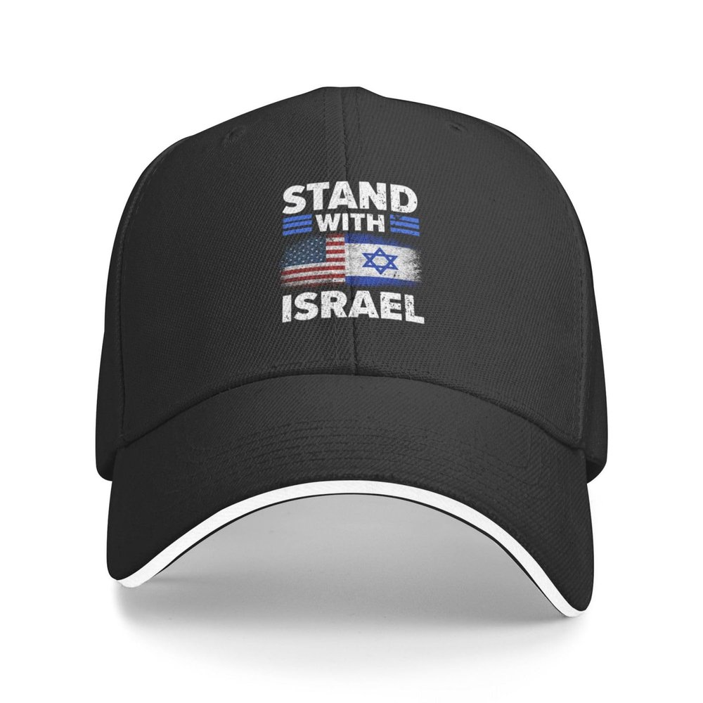 Kkaingg Stand with Israel USA Flags,Support Israeli Baseball Cap Women Trucker Hat Men Dad Hat Adjustable Snapback Hat Black