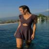Aleumdr Women Ruffle Cutout One Piece Skirt Swimsuit V Neck Wrap Swimdress Tummy Control Bathing Suit Dark Grey Small view 4