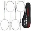 YAKS 4U 4pcs Full Carbon Professional Ultra Light High Elastic Adult Student Training Badminton Racket Set Durable Type White-Green view 1