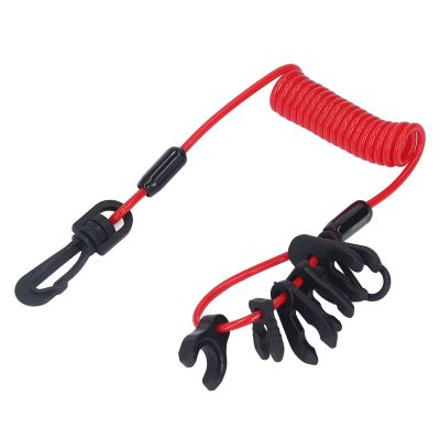 Boat Kill Switch Lanyard PU Start Stop Kill Safety Lanyard Safety Tether Emergency Stop Spring Wire for Motor Boat Cruise Speedboat with 7 Keys