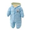 Children Windproof Snowsuit Child Jumpsuit Autumn/Winter Cute Cartoon Bear Hooded Zippered Outwear 3 (Blue, 6-12 Months) view 1