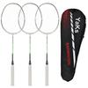 YAKS 4U 3pcs Full Carbon Professional Ultra Light High Elastic Adult Student Training Badminton Racket Set Durable Type White-Green view 1