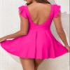 Aleumdr Women's One Piece Swimsuit Ruffle Cutout Bathing Suits Slimming Tummy Control V Neck Wrap Swimwear Hot Pink Large view 2