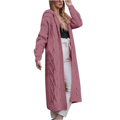 Women's Cable Knit Sweater Cardigan 2023 Fashion Long Sleeve Hooded Coats Open Front Long Cardigans Outwear