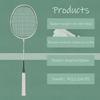 YAKS 1pcs 4U Full Carbon Professional Ultra Light High Elastic Adult Student Training Badminton Racket Set Durable Type White-Green view 2