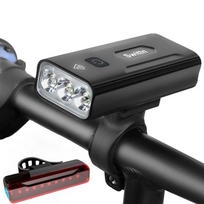 3000 Lumen Super Bright Bike Lights,5200mAh Runtime 10+ Hours,Rechargeable Bicycle Lights Front and Back for Night Riding,5 Light Modes,Easy to Install for Men Women Kids Road Mountain Cycling