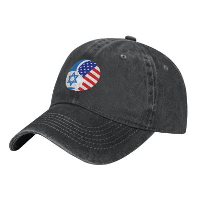 wikjxiz I Stand with Israel USA Flag Vintage Baseball Cap Mens/Womens Adjustable Dad Hats Washed Denim Cowboy Hat Black