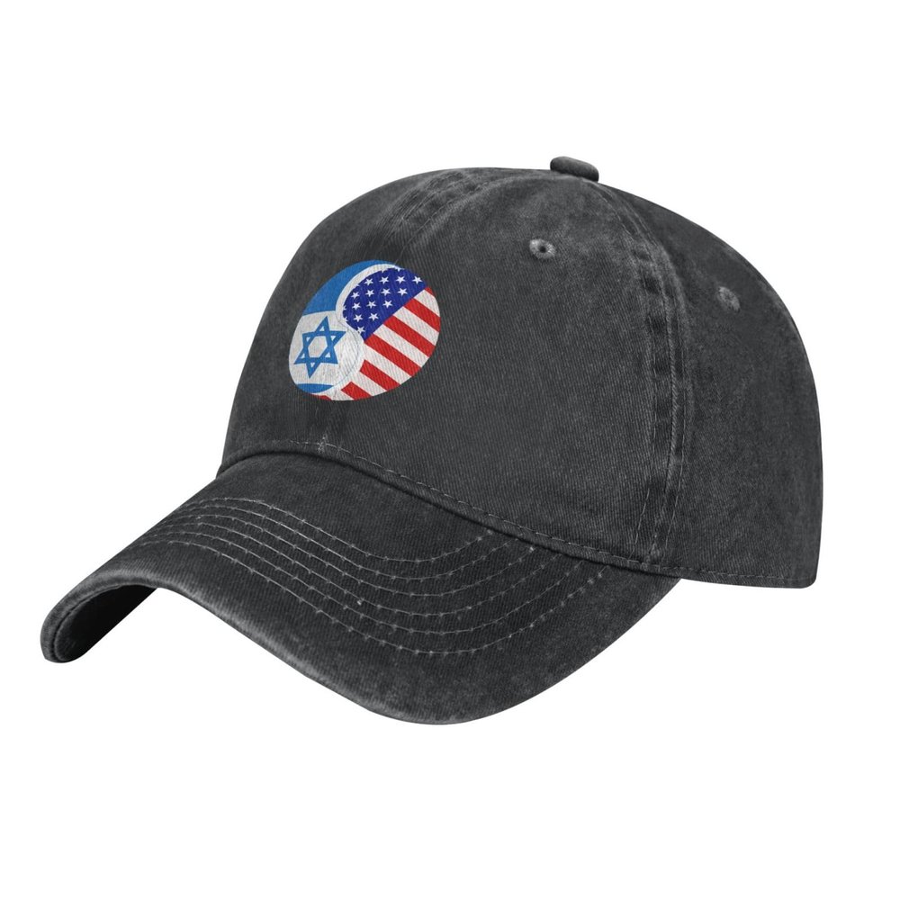 wikjxiz I Stand with Israel USA Flag Vintage Baseball Cap Mens/Womens Adjustable Dad Hats Washed Denim Cowboy Hat Black