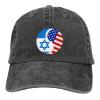 wikjxiz I Stand with Israel USA Flag Vintage Baseball Cap Mens/Womens Adjustable Dad Hats Washed Denim Cowboy Hat Black view 2