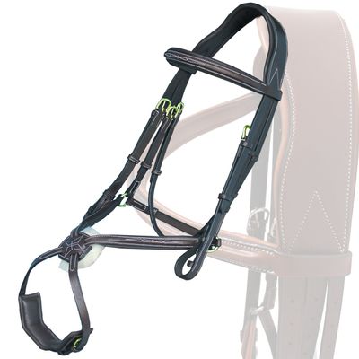 Exion Figure 8 English Jumping Bridle with Soft Padding & Rubber Reins | Anatomical Mono Crown | Grakle Noseband Mexican Bridle with Brass Buckles | Premium Horse Bridle for Jumping & Eventing