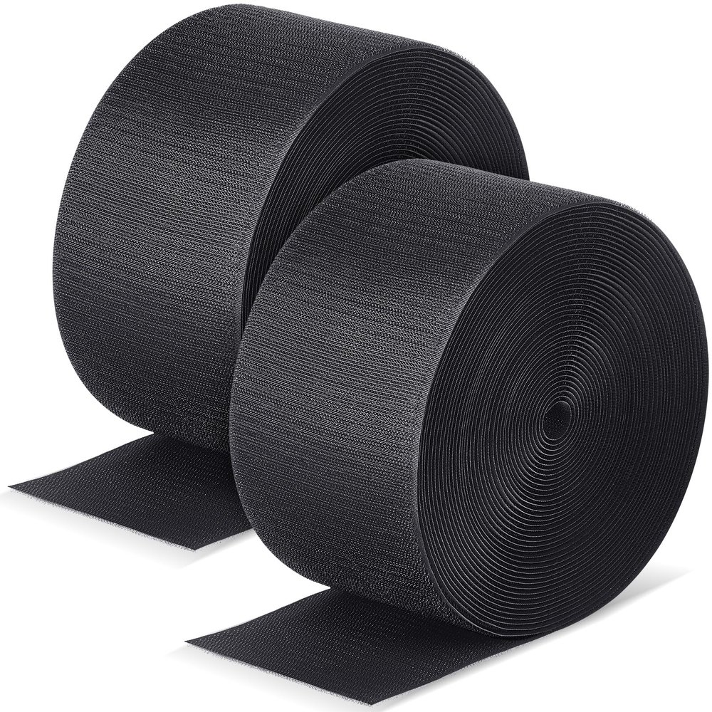 Shappy 2 Rolls Gymnastics Mat Hook & Loop Tape, 4" x 42 ft Adhesive Nylon Strips for Gym Mats, Carpet Repair, Cheer Mats, DIY Crafts, Cheerleading Supplies, Multi-Purpose Fastener(Black)