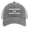 Beafoliya Dad Hat Overworked and underfucked Trucker Hat Men Funny Mesh Baseball Cap for Summer Gray view 4