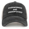 Beafoliya Dad Hat Overworked and underfucked Trucker Hat Women Trendy Mesh Hat for Summer Black view 2