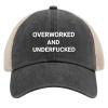 Beafoliya Dad Hat Overworked and underfucked Trucker Hat Women Trendy Mesh Hat for Summer Black view 4