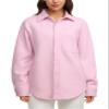 CRZ YOGA Womens Fleece Shacket Jackets Fall Warm Casual Long Sleeve Button Down Shirts with Pocket Pink Peony Medium view 1