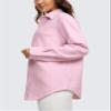 CRZ YOGA Womens Fleece Shacket Jackets Fall Warm Casual Long Sleeve Button Down Shirts with Pocket Pink Peony Medium view 3