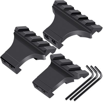 LONSEL 45 Picatinny Offset Rail Mount, 3 4 5 Slots 45 Degree Offset Picatinny Rail Mounts Aluminum Low Profile Adapter for Flashlight Laser Sight Optics (3 4 5 Slot - 3 Pack)