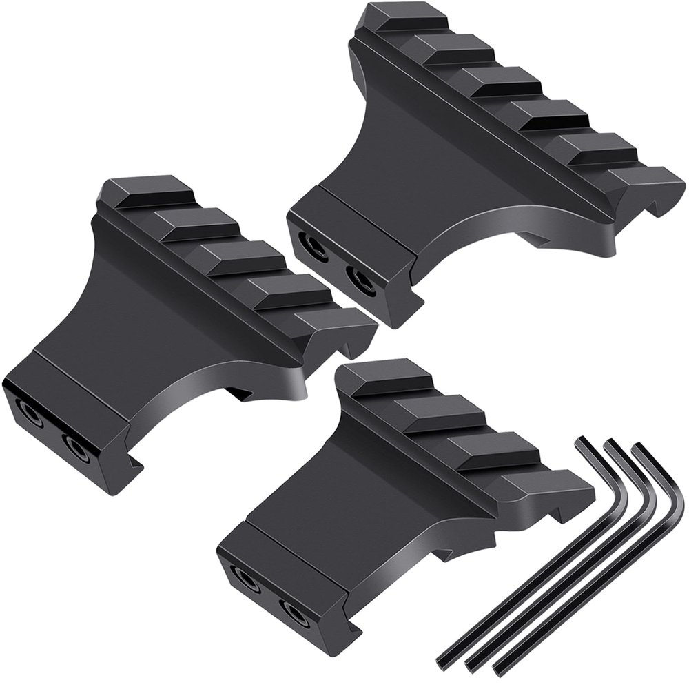 LONSEL 45 Picatinny Offset Rail Mount, 3 4 5 Slots 45 Degree Offset Picatinny Rail Mounts Aluminum Low Profile Adapter for Flashlight Laser Sight Optics (3 4 5 Slot - 3 Pack)