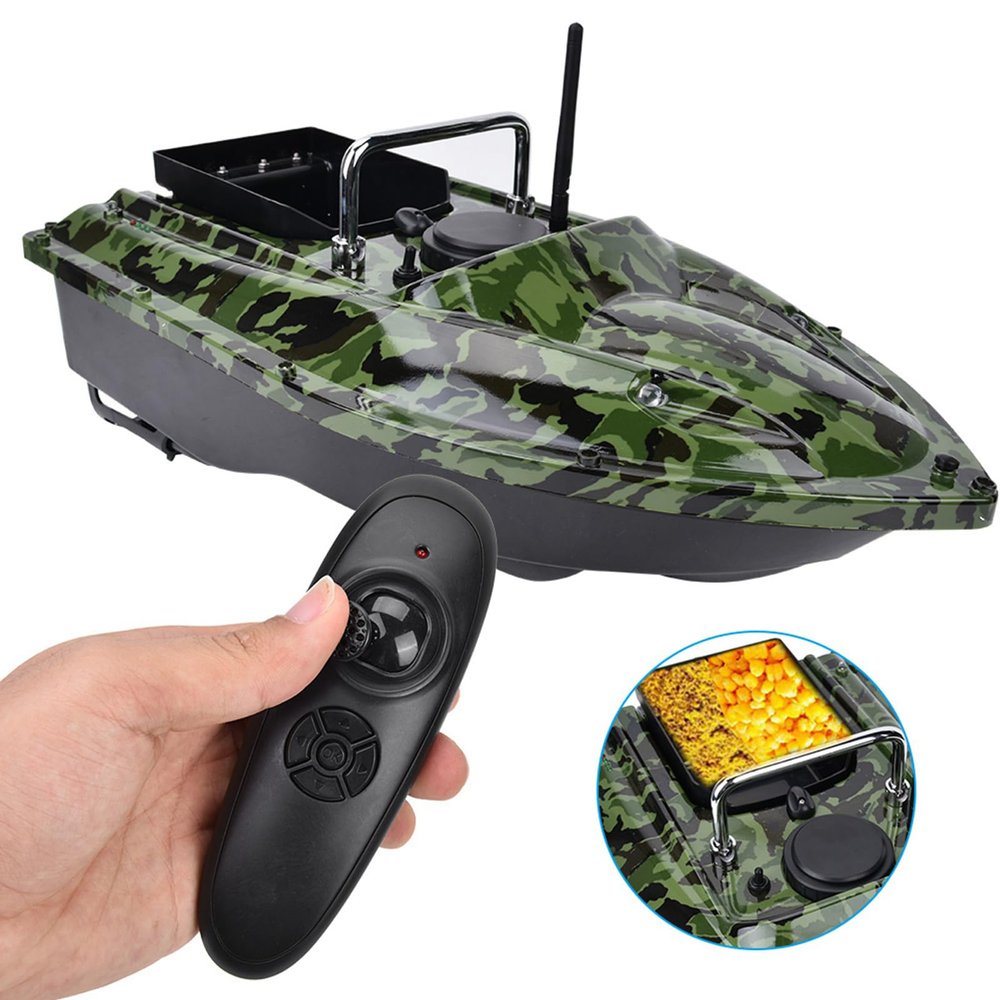 Airshi Fish Bait Boat Finder, RC Fish Lure Boat, 110-240V ABSStainless Steel Sea Fishing for Wild Fishing (Green)