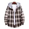 Hoodies for Men Fashion Long Sleeve Plaid Button Shirts Jacket with Hood Casual Stylish Drawstring Sweatshirts Coat Trendy Hoodie Coffee S view 2