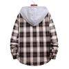 Hoodies for Men Fashion Long Sleeve Plaid Button Shirts Jacket with Hood Casual Stylish Drawstring Sweatshirts Coat Trendy Hoodie Coffee S view 3