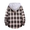 Hoodies for Men Fashion Long Sleeve Plaid Button Shirts Jacket with Hood Casual Stylish Drawstring Sweatshirts Coat Trendy Hoodie Coffee S view 4