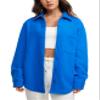 CRZ YOGA Womens Fleece Shacket Jackets Fall Warm Casual Long Sleeve Button Down Shirts with Pocket Sparkle Blue X-Large view 1