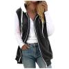 Fuzzy Fleece Vest For Women Zip Up Fall Fashion Hooded Sleeveless Sherpa Jacket With Pockets Lightweight Vest womens winter coat Black M view 1