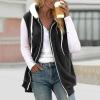 Fuzzy Fleece Vest For Women Zip Up Fall Fashion Hooded Sleeveless Sherpa Jacket With Pockets Lightweight Vest womens winter coat Black M view 2