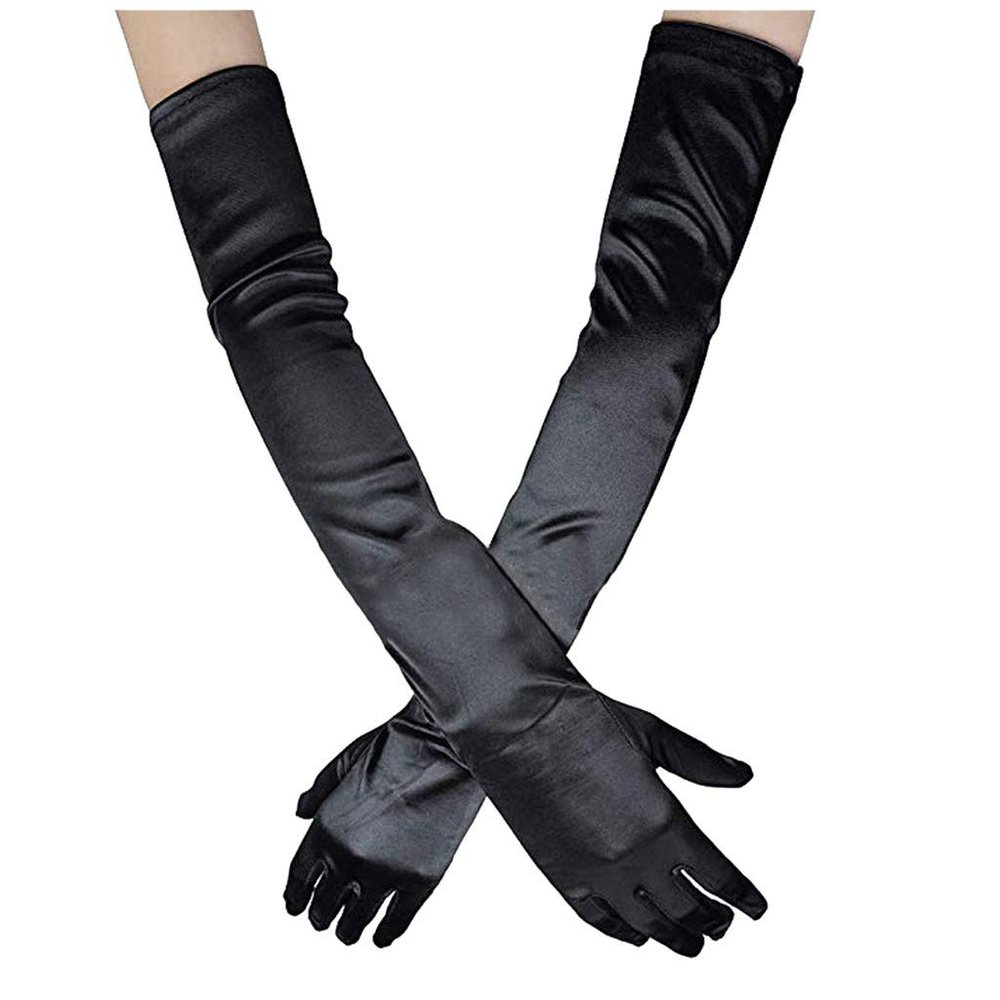 Women's Wedding Evening Party Gloves Dress Gloves Punk Cosplay Accessories Halloween Cosplay Arm Warmers (Black, One Size)