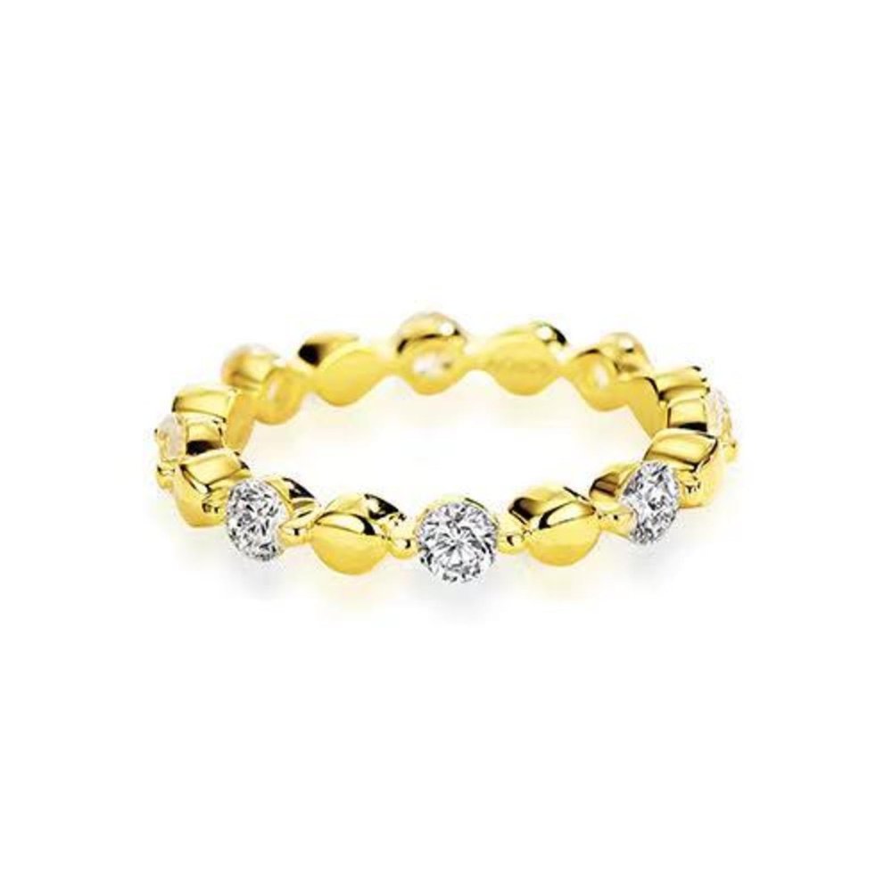 OLELy Beads Diamond Ring Plain Simple Novel Durable Hand-Made Inlay