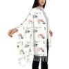 French Bulldog Paris Eiffel Tower Women'S Scarf Winter Warm Long Tassel Scarf Pashmina Shawl Wraps Scarf 28x78 Inch view 3
