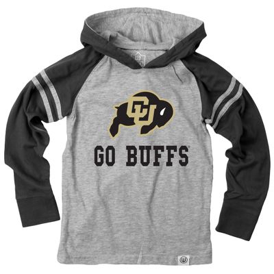 Wes and Willy Youth Boys College Long Sleeve Hooded T-Shirt Striped Jersey (Colorado Buffaloes, X-Large)