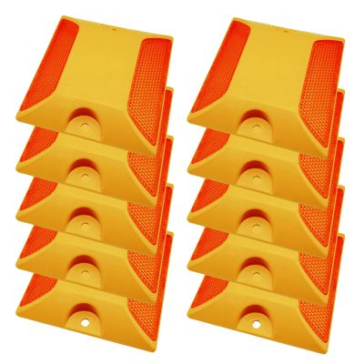 Kanlpeia 10 Pack Road Reflectors Reflective Lane Markers 4 by 4 inch Street Pavement & Asphalt Stud Markers for Speed Bumps Sidewalks Pedestrian Crossings Freeways and Driveways