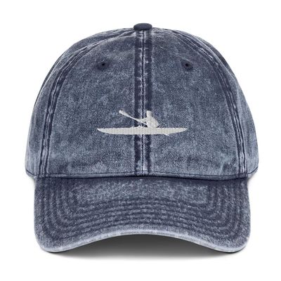 Kayak hat, Kayaking hat, Embroidered Unisex Vintage hat, Design 4, Kayaking Gifts for Men, Women. Navy
