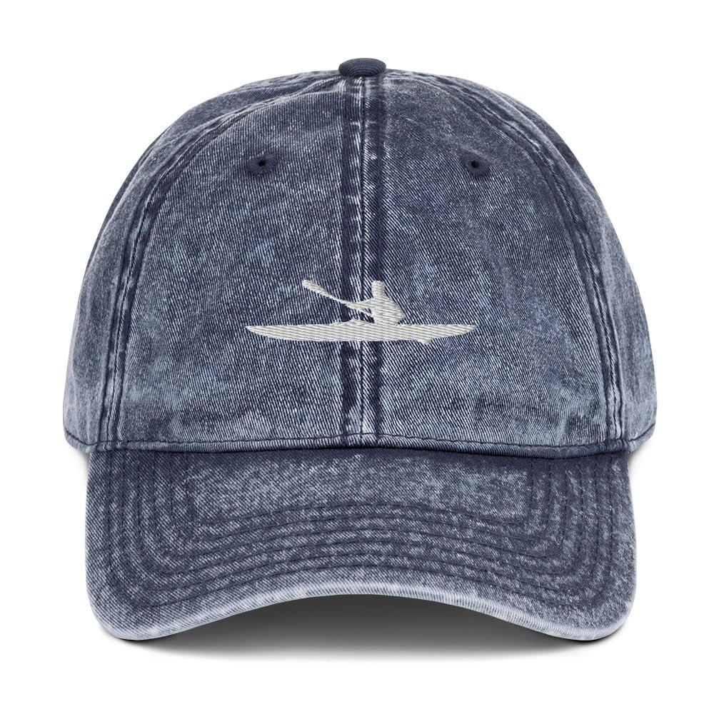 Kayak hat, Kayaking hat, Embroidered Unisex Vintage hat, Design 4, Kayaking Gifts for Men, Women. Navy