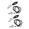Amosfun 4pcs Referee Whistle Lanyard Metal Emergency Whistle for Sports Hiking Stainless Steel Braided Lanyard