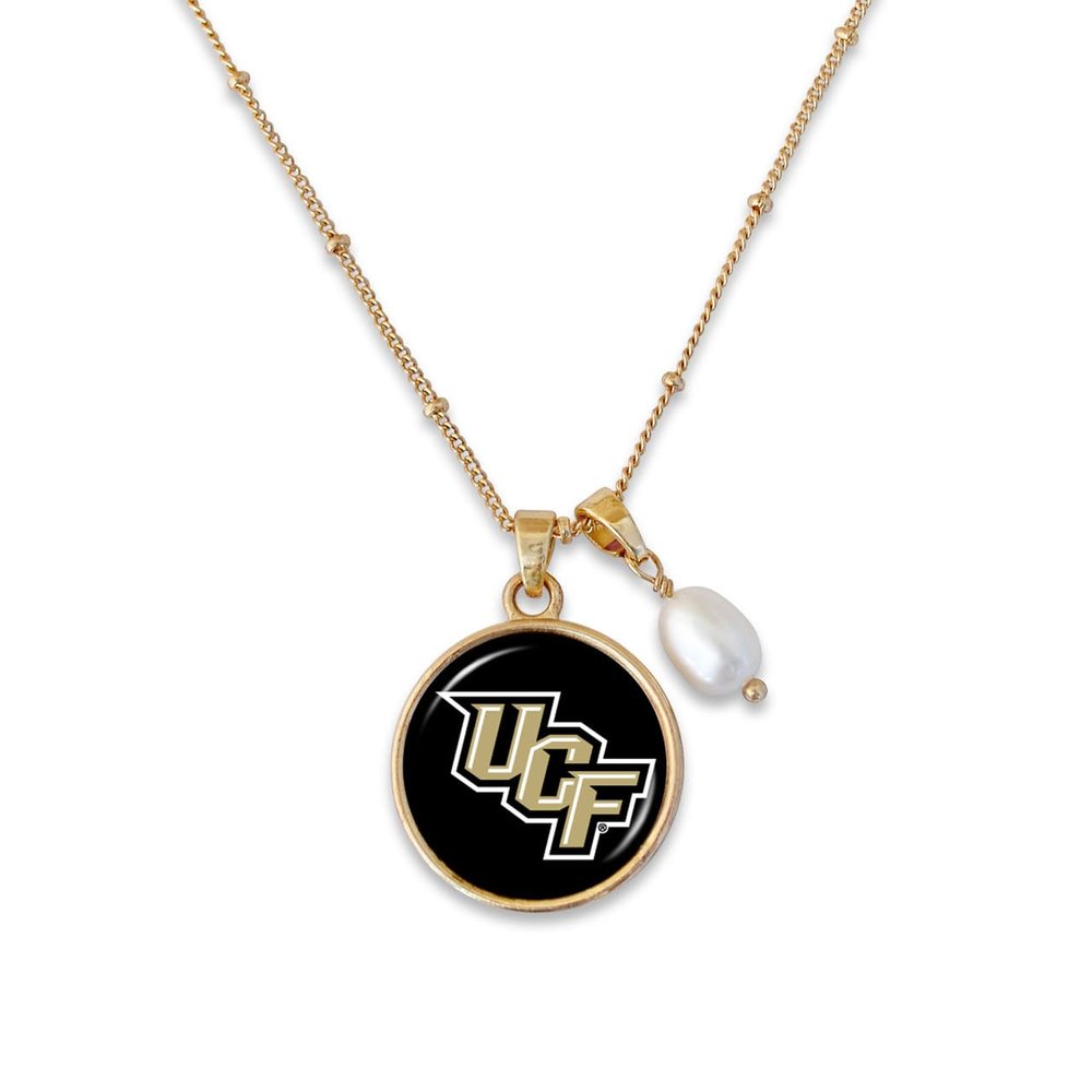UCF Central Florida Knights Diana Gold and Pearl Saturn Style Necklace Jewelry Gift