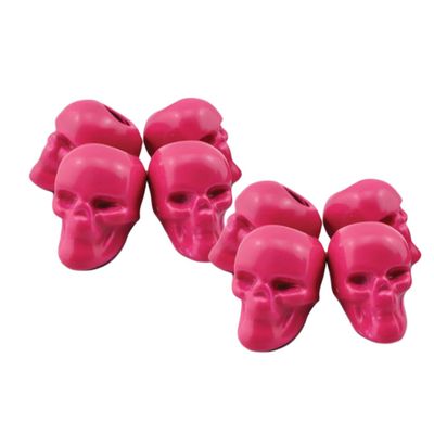 HOT Pink Skull Biker Whip Ornament 2 Pack- Metal 4PC Pack | Vibrant Beads for Whips & Cords | Durable Metal Design