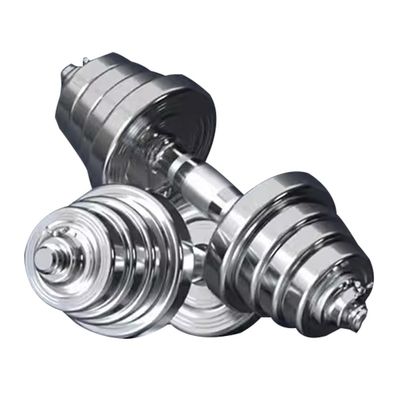 Adjustable Dumbbell Set Men's Home Fitness Adjustable Weight, Gym Solid Steel Barbell, Abdominal Muscle Training Equipment (Color : Silver, Size : 15kg/33lb*2pcs)