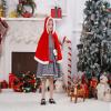 IDOPIP Toddler Kids Baby Girls Christmas Dresses Sleeveless Black White Plaid Dress with Red Hooded Cloak Velvet Cape Little Red Riding Hood Santa Claus dress Black Plaid - Kids 4-5 Years view 2