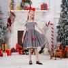IDOPIP Toddler Kids Baby Girls Christmas Dresses Sleeveless Black White Plaid Dress with Red Hooded Cloak Velvet Cape Little Red Riding Hood Santa Claus dress Black Plaid - Kids 4-5 Years view 4