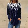 Womens Long Sleeve Tops Tunic Sweatshirt Flowy Hem Crew Neck T Shirts Print Graphic Long Sleeve Tunic Sweatshirts for Women Pullover Fall Blouse1-Navy,X-Large view 2