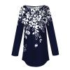 Womens Long Sleeve Tops Tunic Sweatshirt Flowy Hem Crew Neck T Shirts Print Graphic Long Sleeve Tunic Sweatshirts for Women Pullover Fall Blouse1-Navy,X-Large view 3