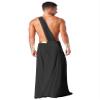 HULIJA Men's Greek Roman Toga Costume One Shoulder Strap Suspender Ruffle Long Skirt Halloween Fancy Dress 6703#blacklongskirt XX-Large view 2