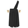 HULIJA Men's Greek Roman Toga Costume One Shoulder Strap Suspender Ruffle Long Skirt Halloween Fancy Dress 6703#blacklongskirt XX-Large view 3
