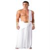 HULIJA Men's Greek Roman Toga Costume One Shoulder Strap Suspender Ruffle Long Skirt Halloween Fancy Dress 6703#whitelongskirt Large view 1